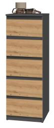 Zobrazit detail zboží: Komoda Malvína W5 antracit/dub artisan ()