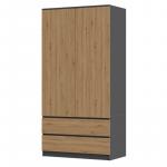 Zobrazit detail zboží: Šatní skříň Malvína 2S-90 antracit/dub artisan (2D)