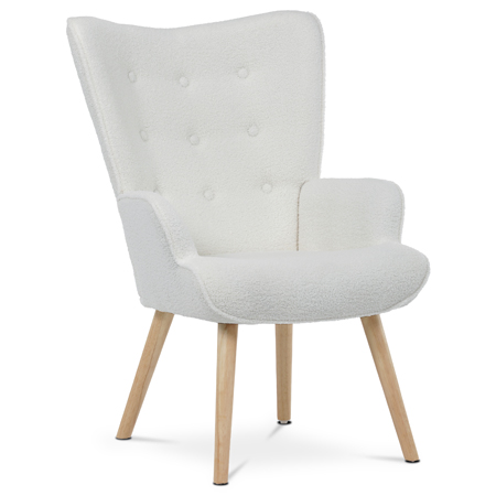 Zobrazit detail zboží: Relaxační křeslo, bílá, látka bouclé, AK-309 WT2 (Křesla a podnožky)
