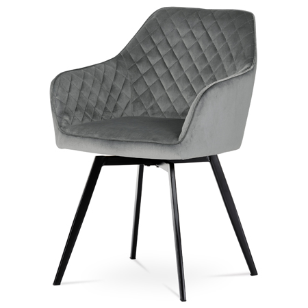 Zobrazit detail zboží: Jídelní židle otočná 180°, šedá, sametová látka, DCH-425 GREY4 (Jídelní židle čalouněné)