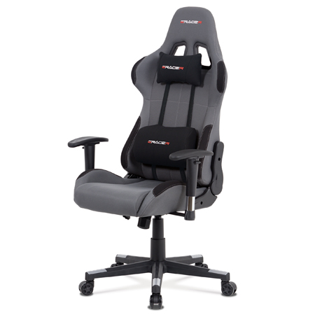 Zobrazit detail zboží: Herní křeslo, houpací mechanismus, šedá, KA-F05 GREY (Čalouněná kancelářská křesla)