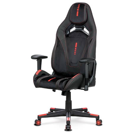 Zobrazit detail zboží: Herní křeslo, houpací mechanismus, černá látka, KA-F07 RED (Čalouněná kancelářská křesla)