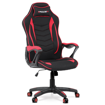 Zobrazit detail zboží: Herní křeslo, houpací mechanismus, černá látka, KA-G408 RED (Herní křesla)