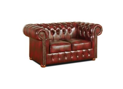 Zobrazit detail zboží: Pohovka Chesterfield Classic 2 kůže bordó (Kožené sedací soupravy)