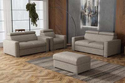 Zobrazit detail zboží: Sedací souprava Petrit 3+2+1+taburet Aragon hnědošedá (3+2+1)