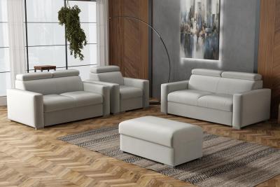 Zobrazit detail zboží: Sedací souprava Petrit 3+2+1+taburet Paros světle šedá (3+2+1)