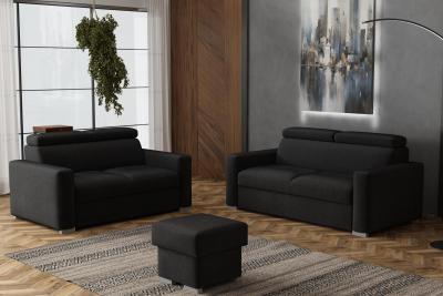 Zobrazit detail zboží: Sedací souprava Petrit 3+2+taburet Kronos černá (3+2+1)