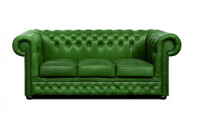 Zobrazit detail zboží: Pohovka Chesterfield Lord 3 kůže zelená (Kožené sedací soupravy)