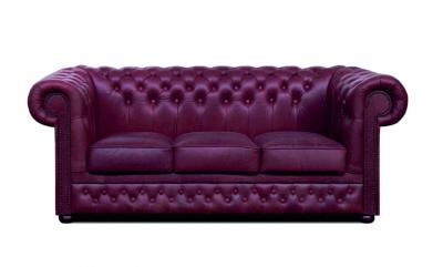 Zobrazit detail zboží: Pohovka Chesterfield Lord 3 kůže bordó (Kožené sedací soupravy)