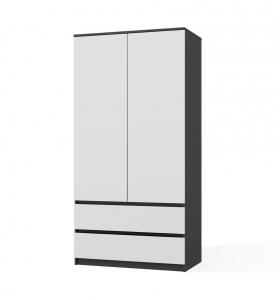 Zobrazit detail zboží: Šatní skříň Malvína 2S-90 antracit/bílá (2D)
