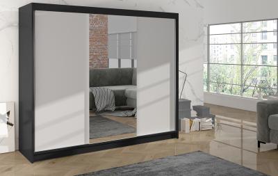 Zobrazit detail zboží: Skříň Debora I 200 - černá/bílá (s posuvnými dveřmi)