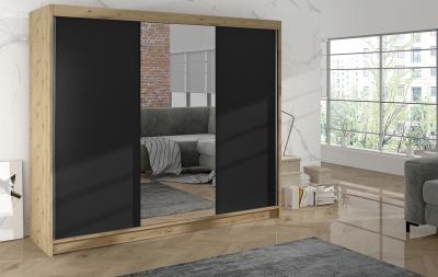 Zobrazit detail zboží: Skříň Debora I 200 - dub artisan/černá (s posuvnými dveřmi)
