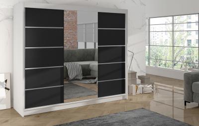 Zobrazit detail zboží: Skříň Debora VI 200 - bílá/černá (s posuvnými dveřmi)