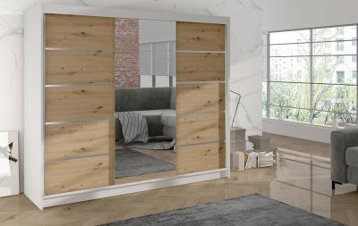 Zobrazit detail zboží: Skříň Debora VI 200 - bílá/dub artisan (s posuvnými dveřmi)