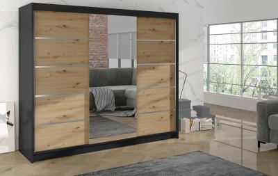 Zobrazit detail zboží: Skříň Debora VI 200 - černá/dub artisan (s posuvnými dveřmi)