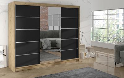 Zobrazit detail zboží: Skříň Debora VI 200 - dub artisan/černá (s posuvnými dveřmi)