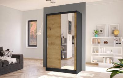 Zobrazit detail zboží: Skříň Kosta VI 100 - černá/dub artisan (2D)