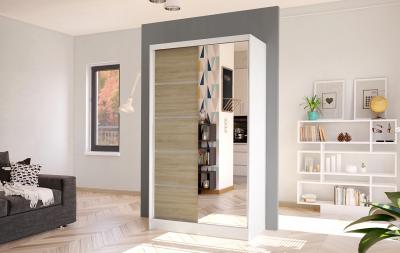 Zobrazit detail zboží: Skříň Diem III 100 - bílá/dub sonoma (s posuvnými dveřmi)