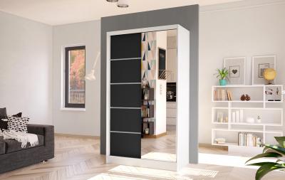 Zobrazit detail zboží: Skříň Diem III 100 - bílá/černá (s posuvnými dveřmi)