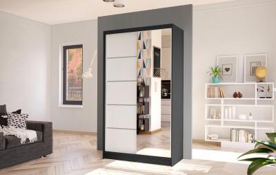 Zobrazit detail zboží: Skříň Diem III 100 - černá/bílá (s posuvnými dveřmi)