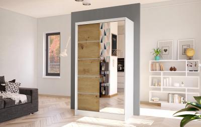 Zobrazit detail zboží: Skříň Diem III 100 - bílá/dub artisan (s posuvnými dveřmi)