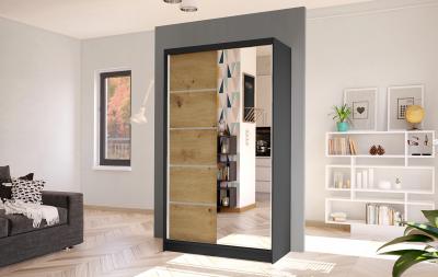 Zobrazit detail zboží: Skříň Diem III 100 - černá/dub artisan (s posuvnými dveřmi)