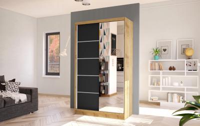 Zobrazit detail zboží: Skříň Diem III 100 - dub artisan/černá (s posuvnými dveřmi)