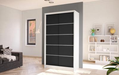 Zobrazit detail zboží: Skříň Diem IV 100 - bílá/černá (s posuvnými dveřmi)