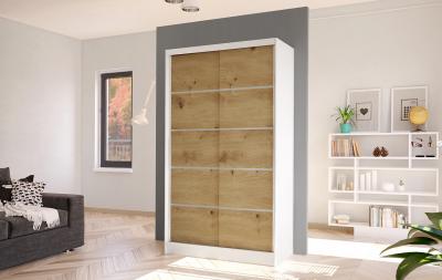 Zobrazit detail zboží: Skříň Diem IV 100 - bílá/dub artisan (s posuvnými dveřmi)