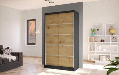 Zobrazit detail zboží: Skříň Diem IV 100 - černá/dub artisan (s posuvnými dveřmi)