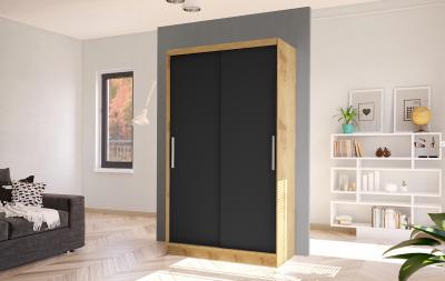 Zobrazit detail zboží: Skříň Diem IV 100 - dub artisan/černá (s posuvnými dveřmi)