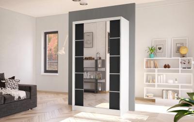 Zobrazit detail zboží: Skříň Diem V 100 - bílá/černá (s posuvnými dveřmi)