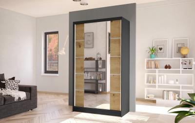 Zobrazit detail zboží: Skříň Diem V 100 - černá/dub artisan (s posuvnými dveřmi)