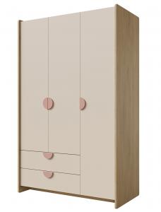 Zobrazit detail zboží: Skříň Leya R1 dub cremona/macadamia/pudrová růžová (Leya)