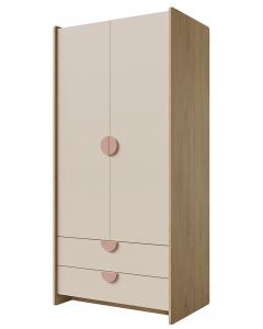 Zobrazit detail zboží: Skříň Leya R2 dub cremona/macadamia/pudrová růžová (Leya)