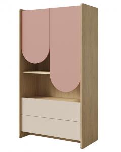 Zobrazit detail zboží: Knihovna Leya R6 dub cremona/macadamia/pudrová růžová (Leya)