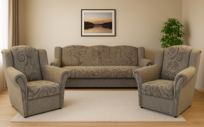 Zobrazit detail zboží: Sedací souprava Agáta Rosita 104 vzor/koo béžová (3+1+1)