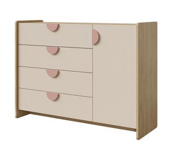 Zobrazit detail zboží: Komoda Leya R9 dub cremona/macadamia/pudrová růžová (Leya)