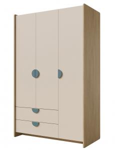 Zobrazit detail zboží: Skříň Leya R1 dub cremona/macadamia/mořská modrá (Leya)