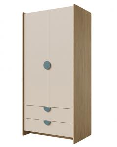 Zobrazit detail zboží: Skříň Leya R2 dub cremona/macadamia/mořská modrá (Leya)