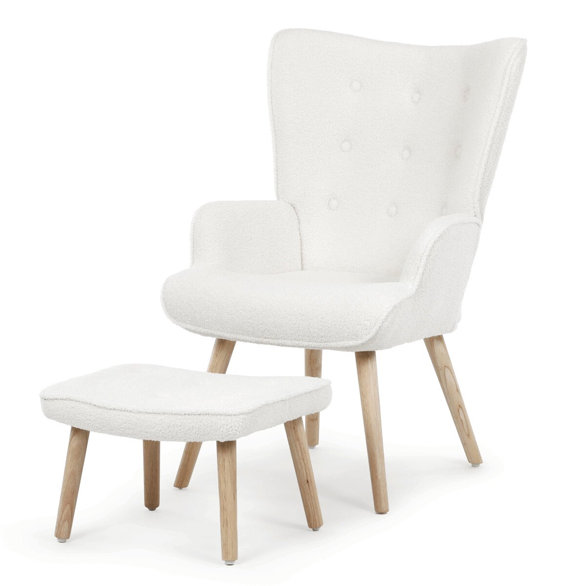 Zobrazit detail zboží: Relaxační křeslo, bílá, látka bouclé, AK-319 WT2 (Křesla a podnožky)