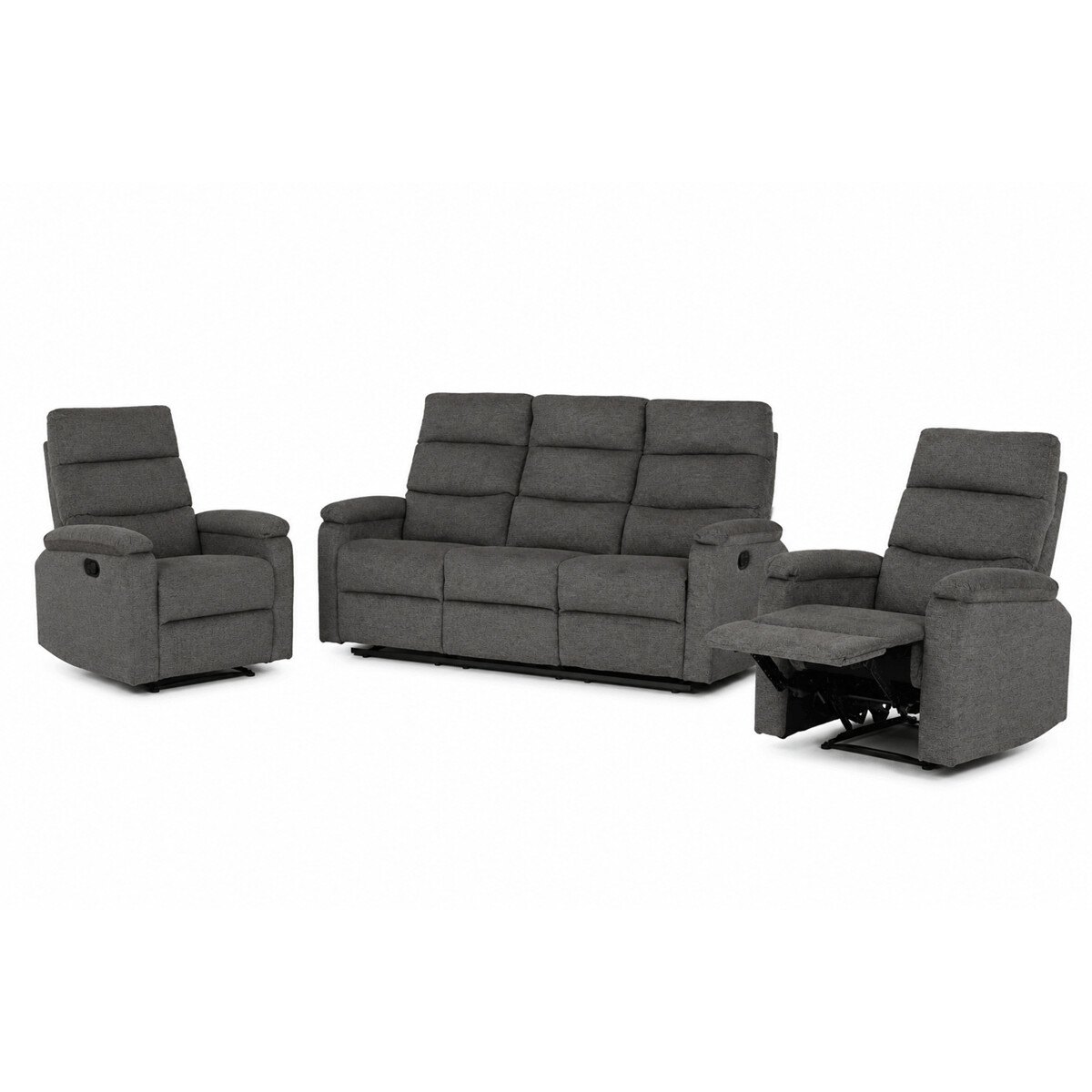 Zobrazit detail zboží: Sedací souprava, polohovací, šedá, látka, ASD-C5980 GREY2 (3+1+1)