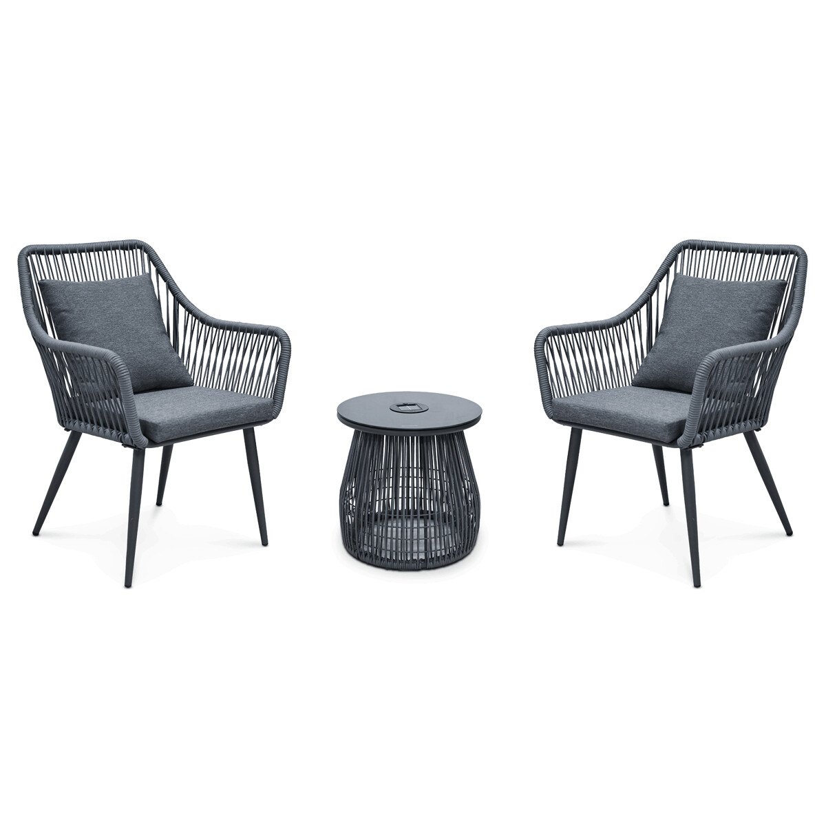 Zobrazit detail zboží: Zahradní set 1+2, solární podsvícení, kov, šedá, AZS-L1314 GREY (Balkonový nábytek)