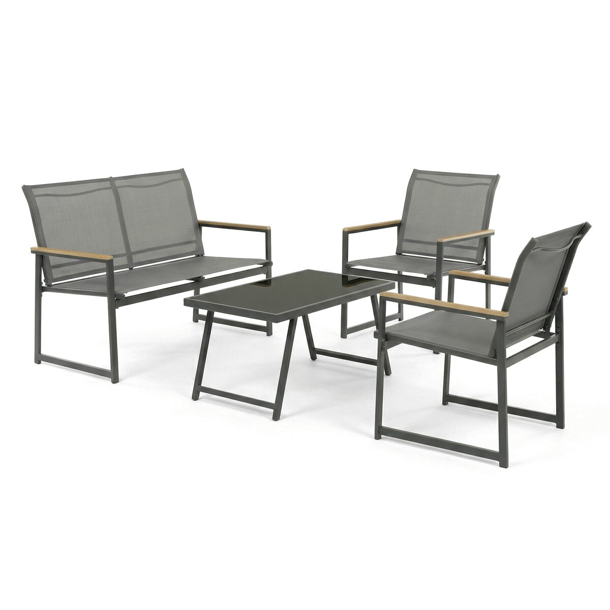 Zobrazit detail zboží: Zahradní sestava, síťovina, šedá, AZS-S1212 GREY (Zahradní relaxační sestavy)