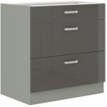 Zobrazit detail zboží: Kuchyňská skříňka Garid 80 D 3S BB šedý lesk/šedá (Greta)